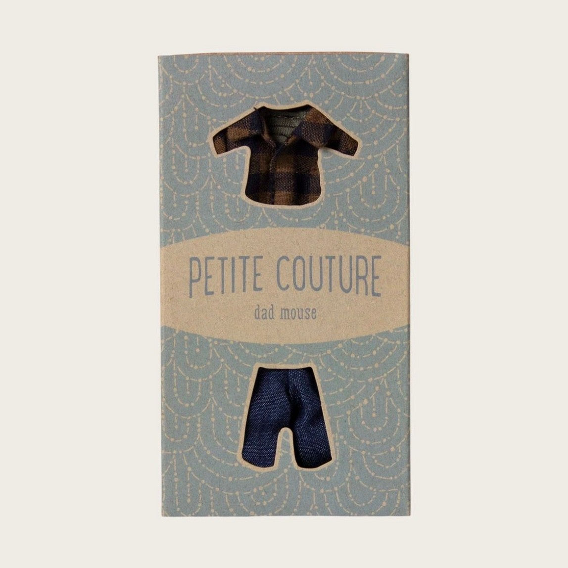 Maileg brown checked shirt and pants dad mouse