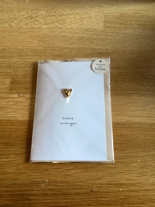 Kaart hartje zwanger broche