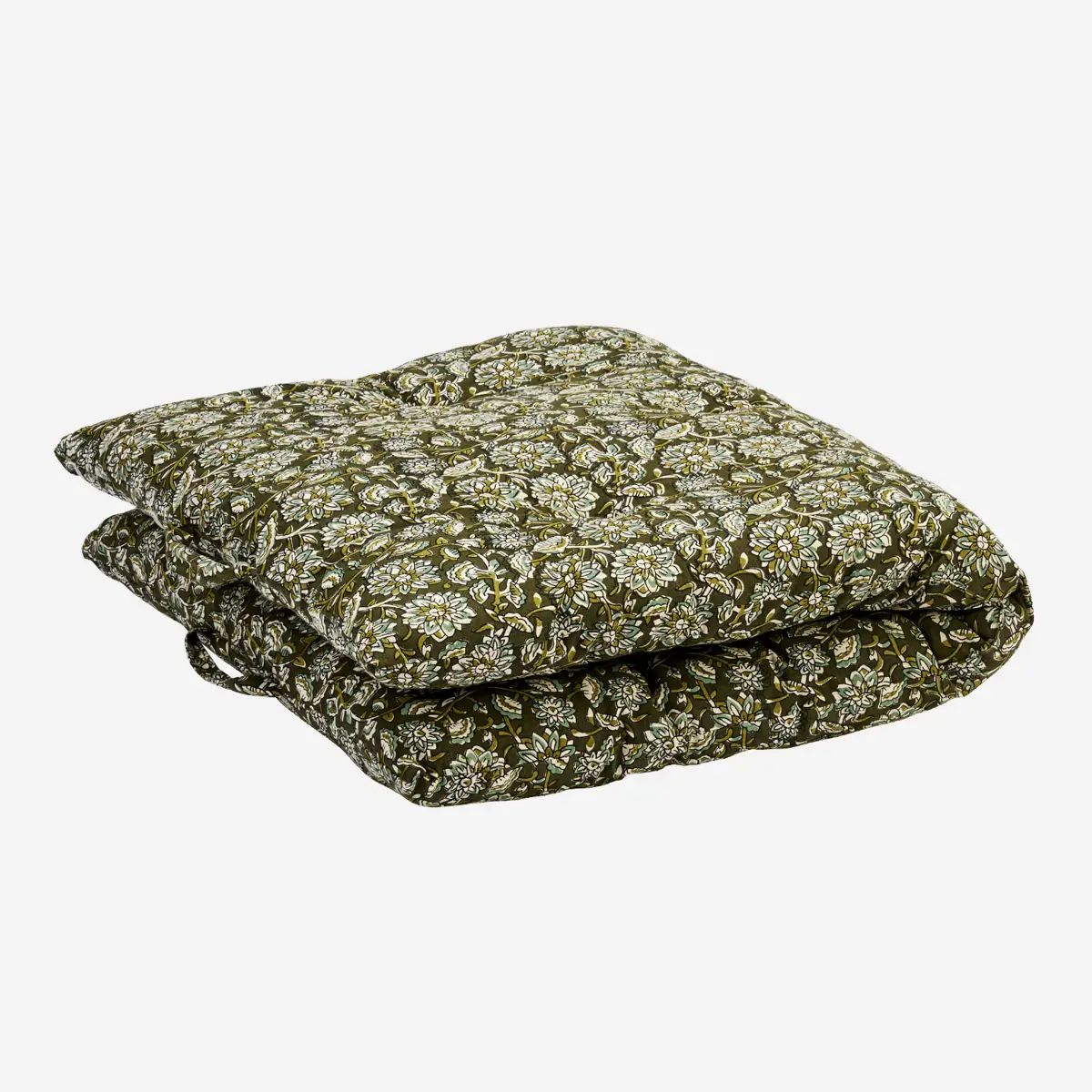 Madam stoltz printed cotton mattress dark green flower 60x100cm