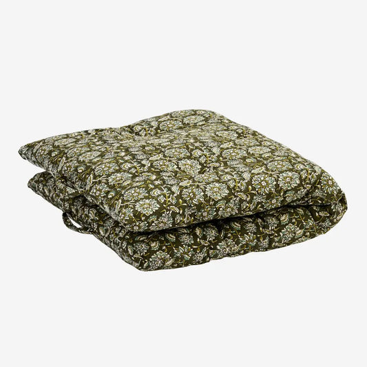 Madam stoltz printed cotton mattress dark green flower 60x100cm