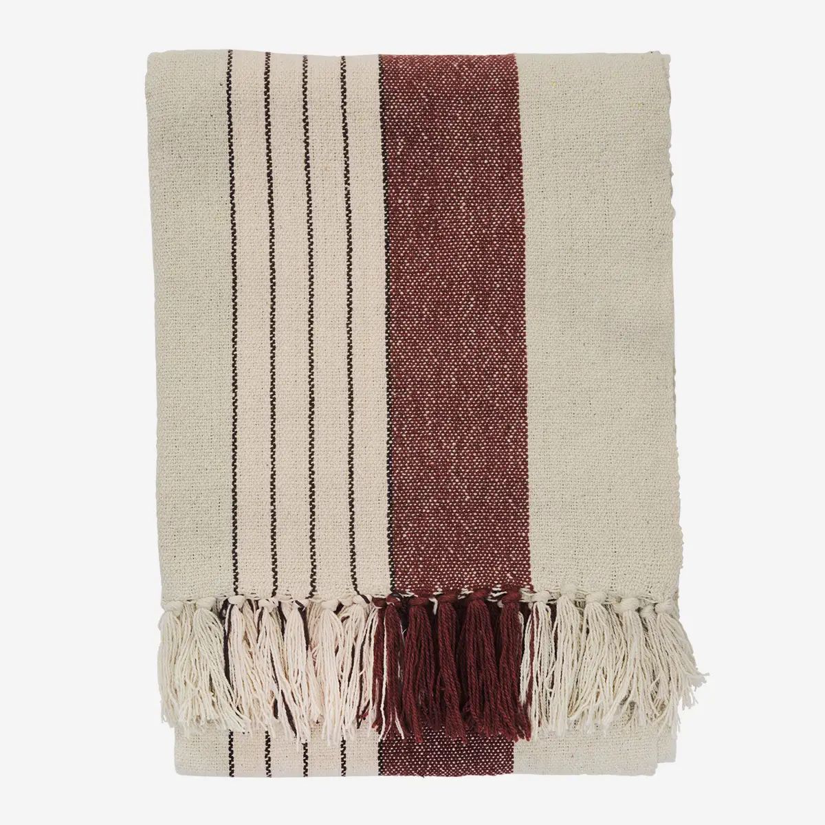 Madam stoltz recycled cotton throw stripe red