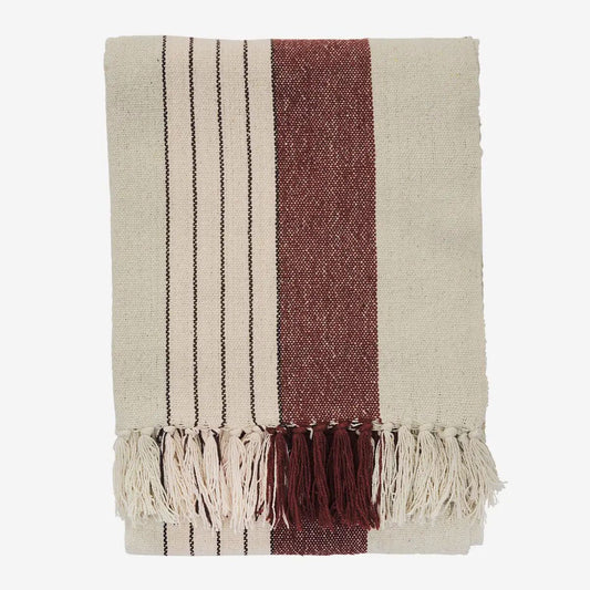 Madam stoltz recycled cotton throw stripe red