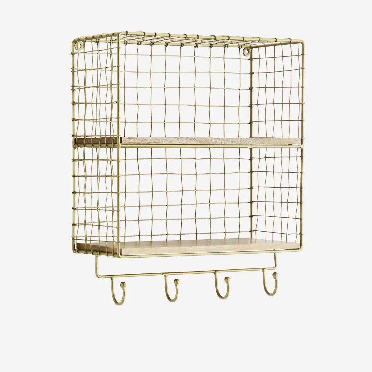 Madam stoltz iron wall shelf with hooks
