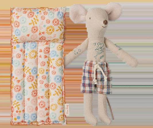 Maileg beach mouse with air mattress dad flower