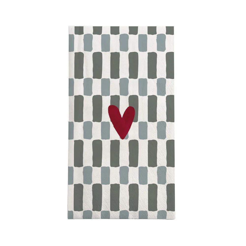Zusss servetten rechthoek hartje grijsblauw/rood