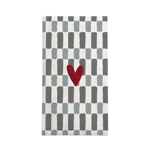 Zusss servetten rechthoek hartje grijsblauw/rood