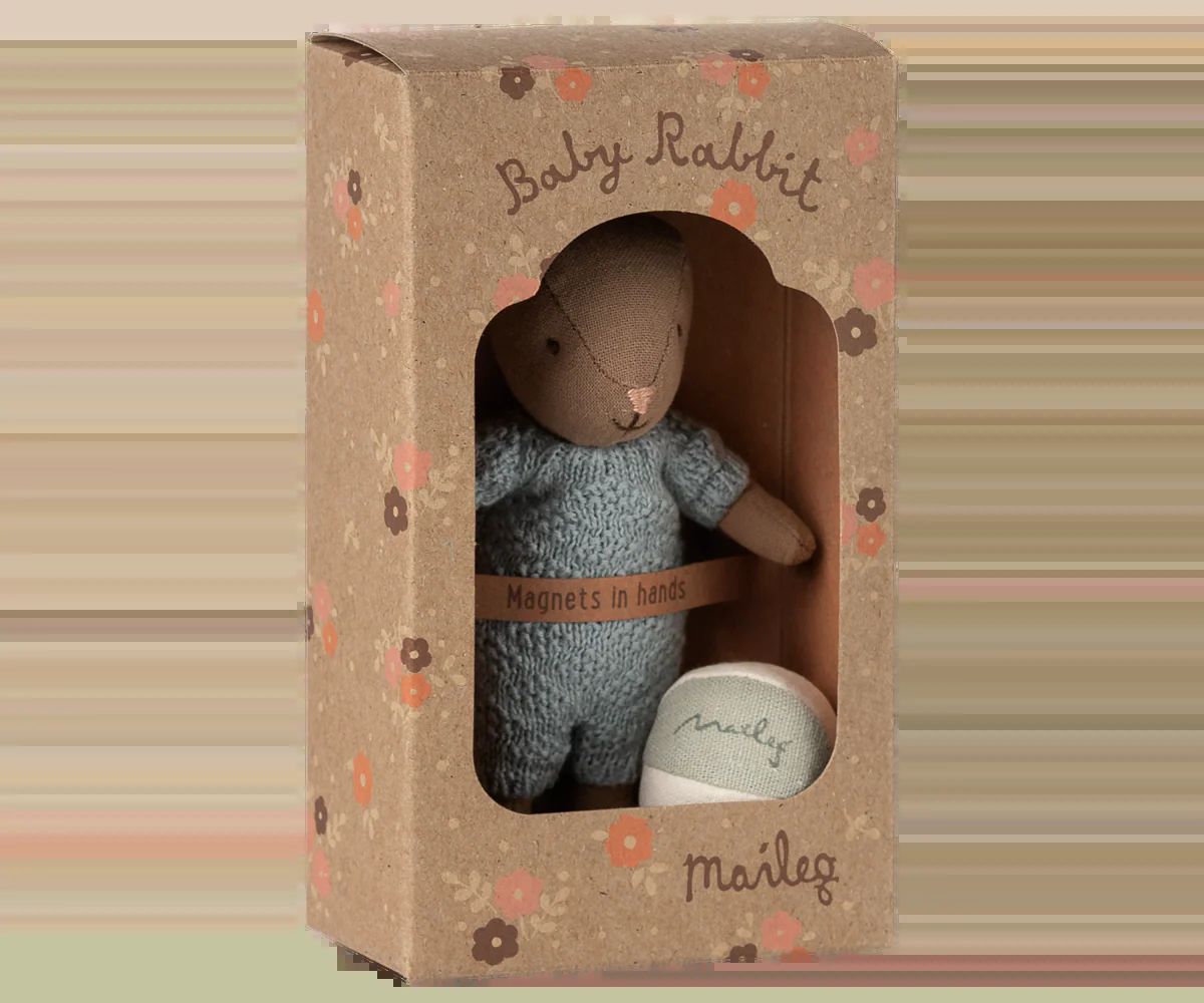 Maileg rabbit set micro brown blue