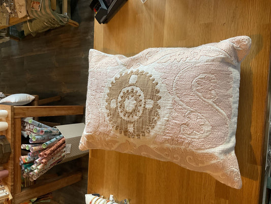 Madam Stoltz Suzani Cushion Cover Off White Powder Camel