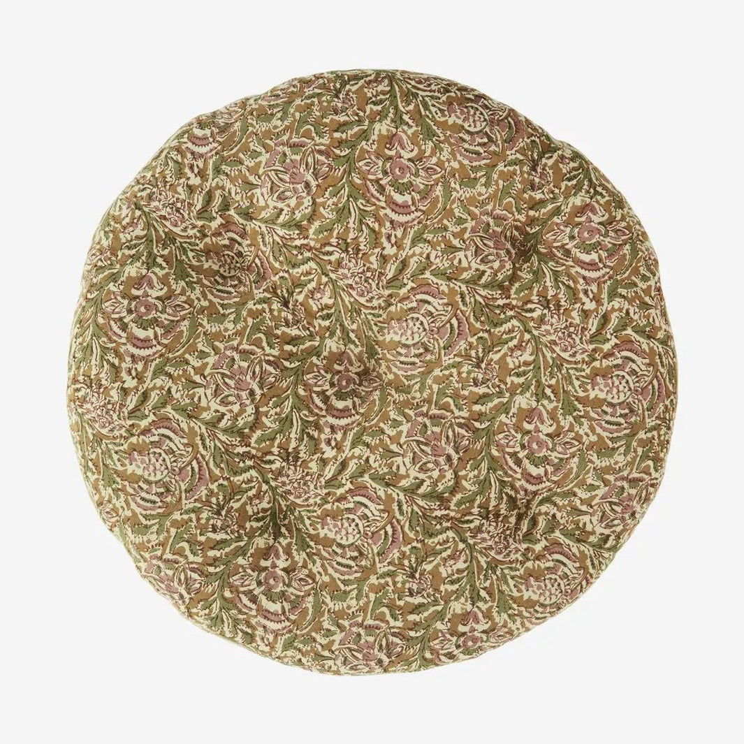 Madam stoltz round cotton chair pad honey rose