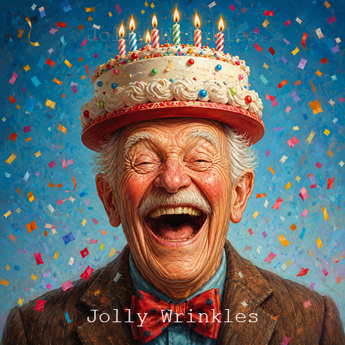 Jolly wrinkles wenskaart Taart op je hoofd