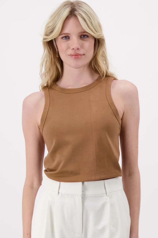 Zusss tanktop met borduur warm camel