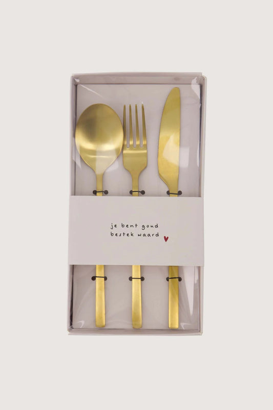 Zusss bestekset 3 delig goud