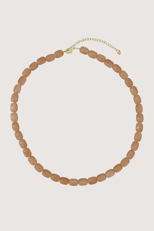 Smalle kralen ketting warm camel