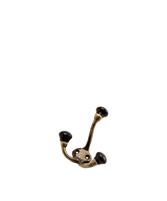 Madam Stoltz Iron hook stoneware 3 hooks black