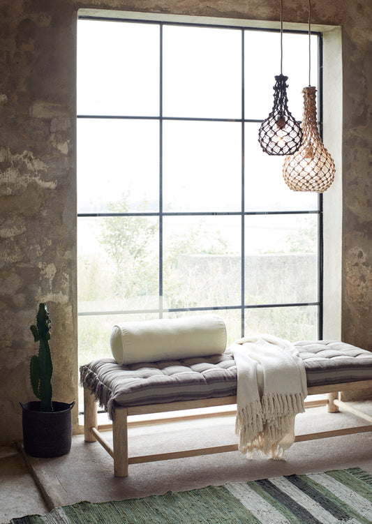 Madam Stoltz Recycled cotton throw white