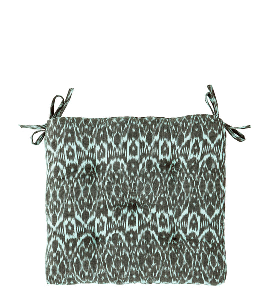 Madam Stoltz ikat woven cotton chair pad green