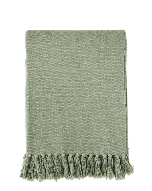 Madam Stoltz recycled cotton throw green