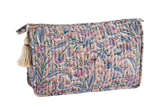 Madam Stoltz gequilt toilettas roze bloem