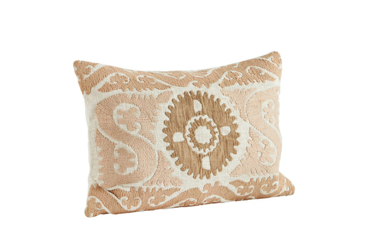 Madam Stoltz embroidered cushion cover Offwhite Powder